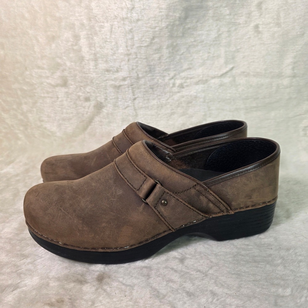 ABEO Eve Clogs Brown Oiled Leather Nursing Slip Resistant Women 11N Excellent